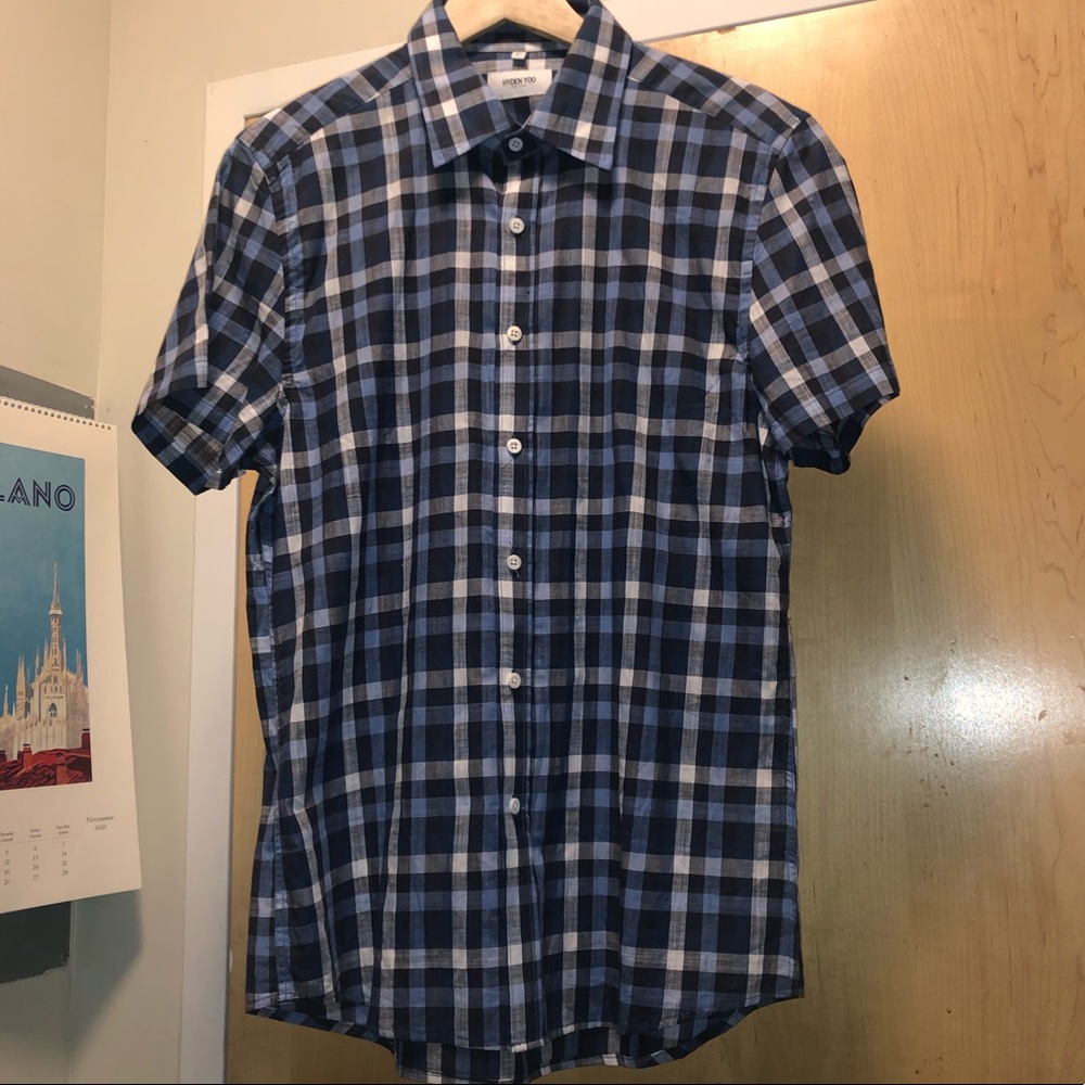 Hyden Yoo Blue Plaid Button Down Shirt